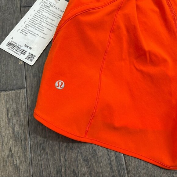 Lululemon NWT Track That High-Rise Lined Short 5" Solar Orange - Picture 6 of 10